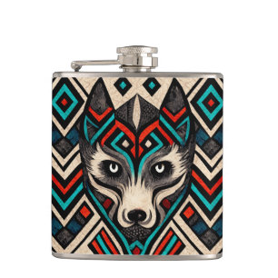 Petaca Aztec Wolf Face