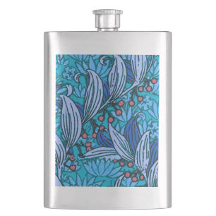 Petaca Azul Floral Antiguo Boho Moderno