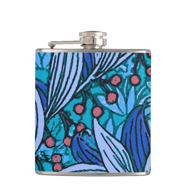 Petaca Azul Floral Antiguo Boho Moderno (Anverso)
