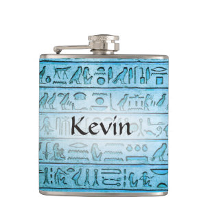 Petaca Azul jeroglífico egipcio personalizado