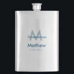 Petaca Azul marino groomsman letra nombre fecha masculino<br><div class="desc">diseño</div>
