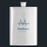 Petaca Azul marino groomsman letra nombre fecha masculino<br><div class="desc">diseño</div>