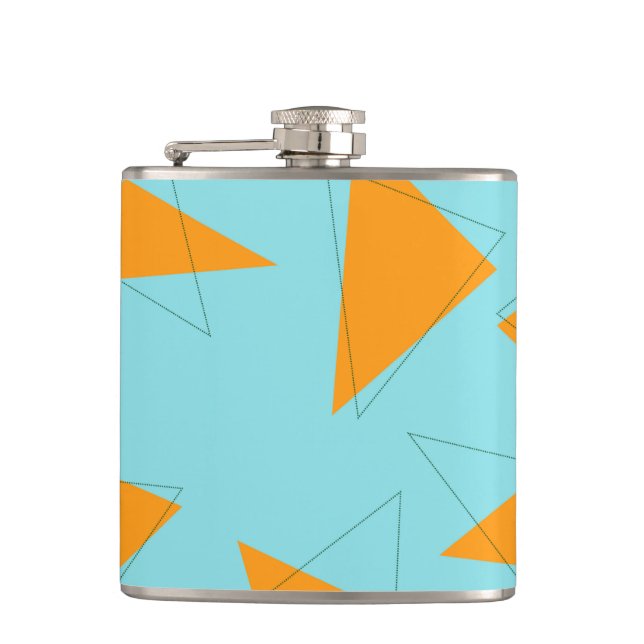 Petaca Azul, naranja, fresco, de moda, moderno patrón tri (Anverso)