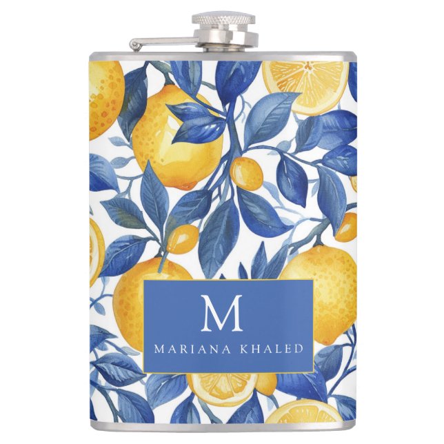 Petaca Azul negrita Italia Positano Lemon (Anverso)