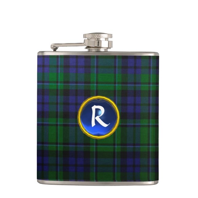PETACA AZUL VERDE ESCOCIA TARTAN SAPPHIRE GEM MONOGRAM (Anverso)