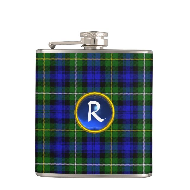 PETACA AZUL VERDE ESCOCIA TARTAN SAPPHIRE GEM MONOGRAM (Anverso)