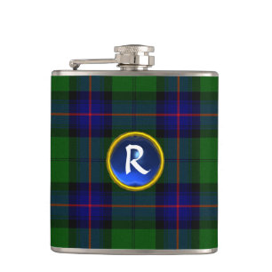 PETACA AZUL VERDE ESCOCIA TARTAN SAPPHIRE GEM MONOGRAM