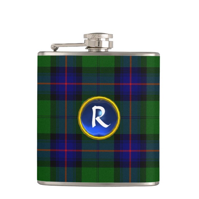PETACA AZUL VERDE ESCOCIA TARTAN SAPPHIRE GEM MONOGRAM (Anverso)