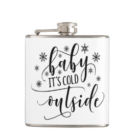 Petaca Baby hace frío afuera negro blanco caligrafía
