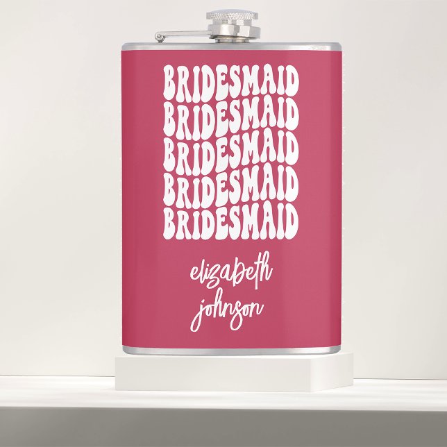 Petaca Bachelorette de Bridesmaid personalizada de Retro  (Subido por el creador)