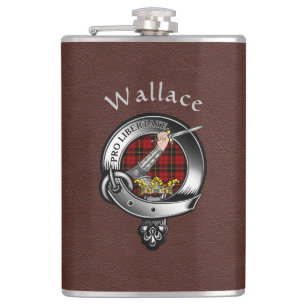 Petaca Badge de clan Wallace con máscara de cuero falso m