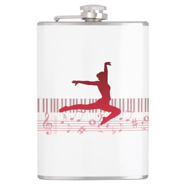 Petaca Bailarina de ballet en un teclado (Anverso)