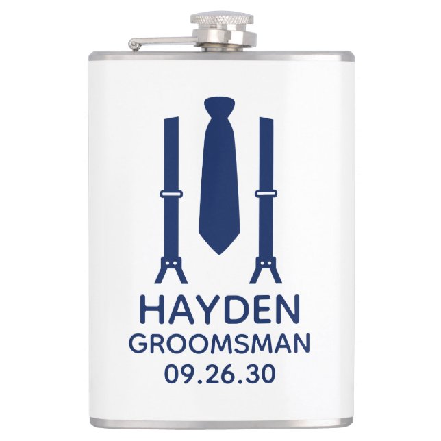 Petaca Baldosa azul de Groomsman (Anverso)