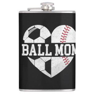 Petaca Ball Mom Shirt Heart Graciosa Béisbol