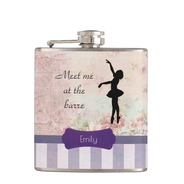 Petaca Ballerina Silhouette sobre el elegante patrón de c (Anverso)