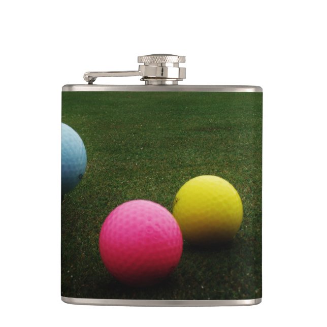 Petaca Balls de golf AMARILLAS, ROSAS Y AZULES (Anverso)
