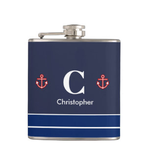 Petaca Bandas blancas azules de la Marina Náutica