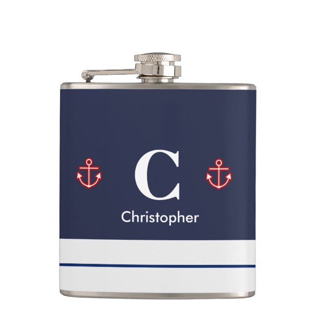 Petaca Bandas blancas azules de la Marina Náutica (Anverso)