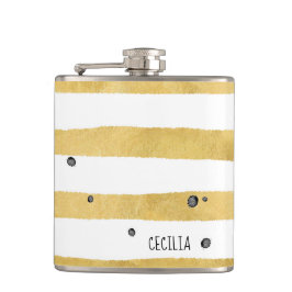 Petaca Bandas de oro y puntos negros Monograma máscara de