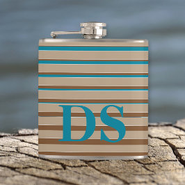 Petaca Bandas horizontales Monograma marrón y azul