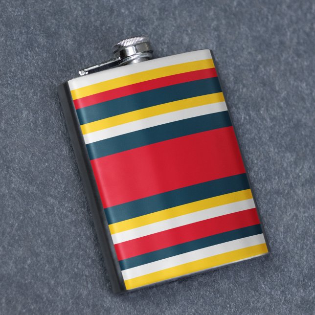 Petaca Bandas uniformes de color rojo azul amarillo (flask)