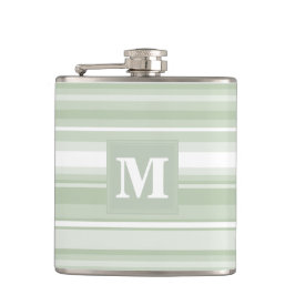 Petaca Bandas verde pálido monograma