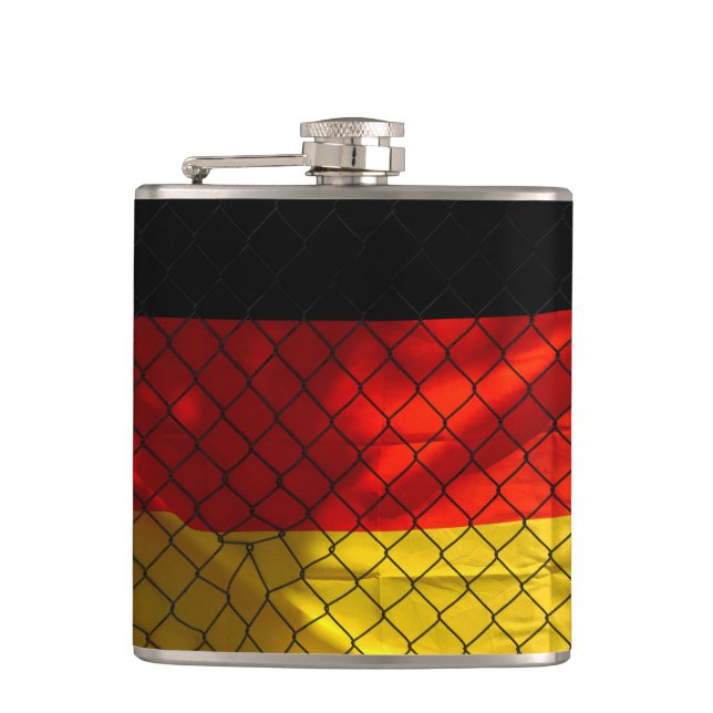 Petaca Bandera alemana detrás de la valla de enlace de ca (Anverso)