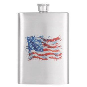 Petaca Bandera Americana USA Acuarela 4 de Julio