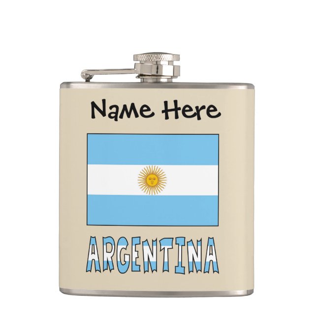 Petaca Bandera argentina personalizada con texto  (Anverso)