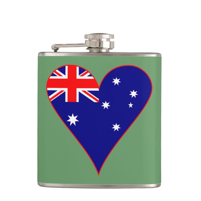 Petaca Bandera australiana con forma de corazón funky de  (Anverso)