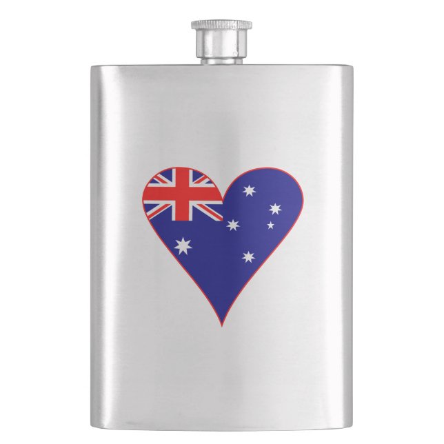 Petaca Bandera australiana en forma de corazón funky con  (Anverso)