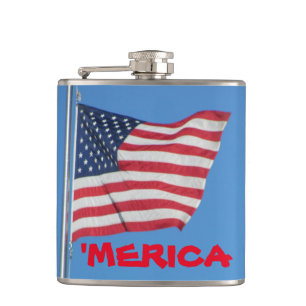 Petaca "Bandera blanca de Merica y azul roja