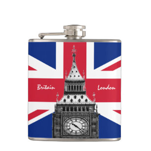 Petaca Bandera británica y Big Ben - Hinchas británicos