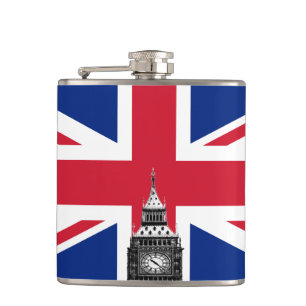 Petaca Bandera británica y Big Ben, Reino Unido de moda