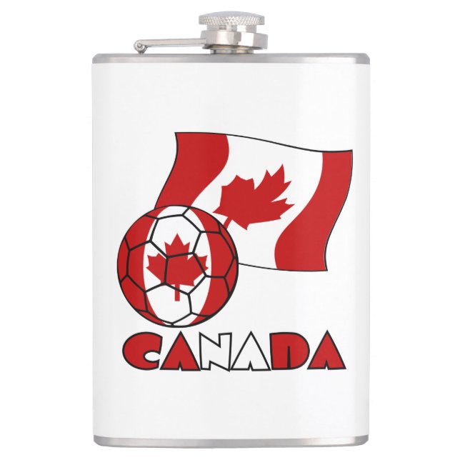 Petaca Bandera canadiense con balón de fútbol (Anverso)