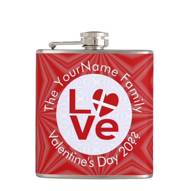 Petaca Bandera danesa roja de amor personalizada (Anverso)