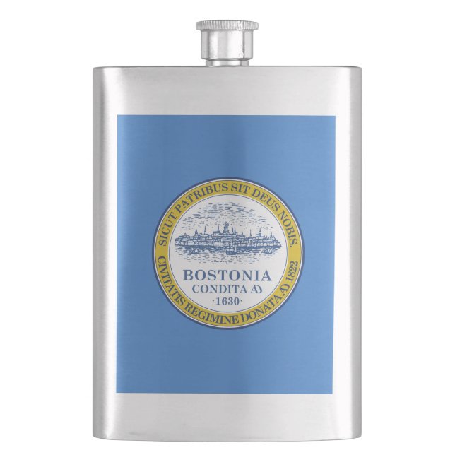 Petaca Bandera de Boston, matamoscas de Massachusetts (Anverso)