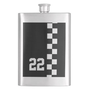 Petaca Bandera De Carreras Personalizada Negra Y Blanca