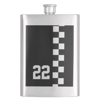 Petaca Bandera De Carreras Personalizada Negra Y Blanca