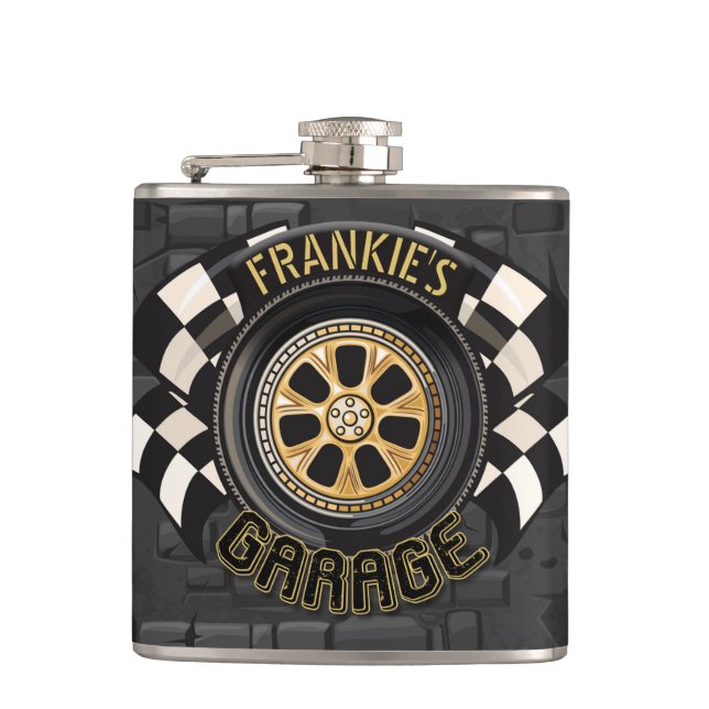 Petaca Bandera de Carreras personalizado Calor Masculino  (Anverso)