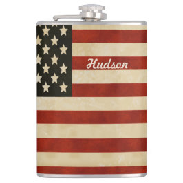 Petaca Bandera de cosecha estadounidense personalizada