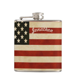 Petaca Bandera de cosecha estadounidense personalizada