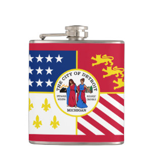 Petaca Bandera de Detroit, máscara de cadera de Michigan
