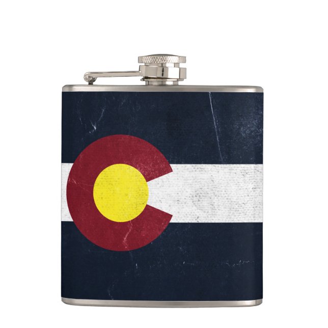 Petaca Bandera de Grunge oscuro de Colorado (Anverso)