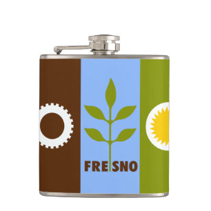 Petaca Bandera de la ciudad de Fresno, California Frasco 