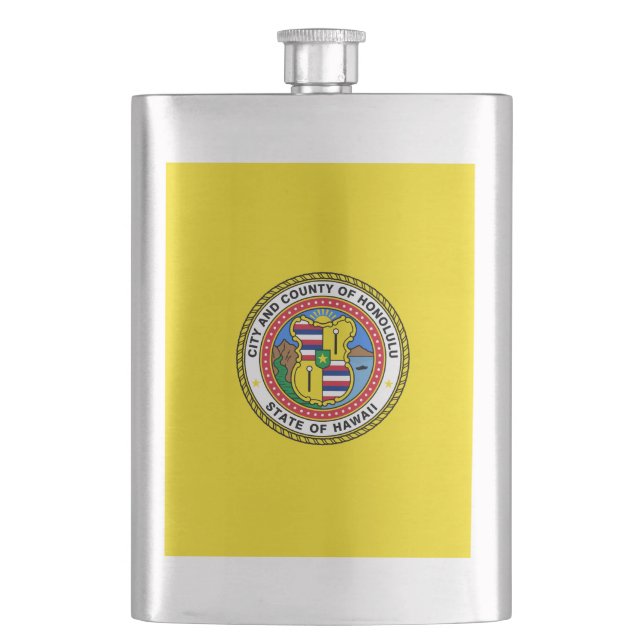 Petaca Bandera de la ciudad de Honolulu, matraz de Hawái (Anverso)