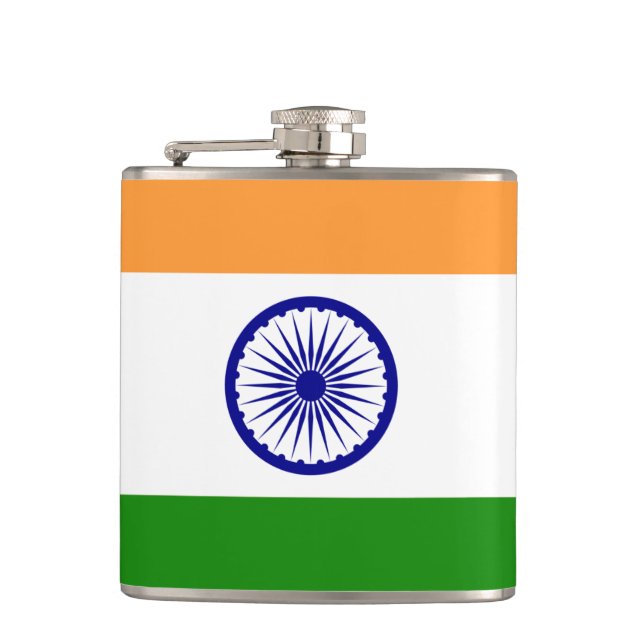 Petaca Bandera de la India Vinyl Wrapped Flask (Anverso)