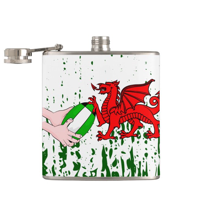 Petaca Bandera de los hinchas del equipo de rugby de Gale (Abierto)