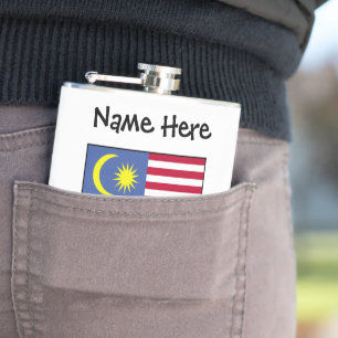 Petaca Bandera de Malasia Personalización Negra