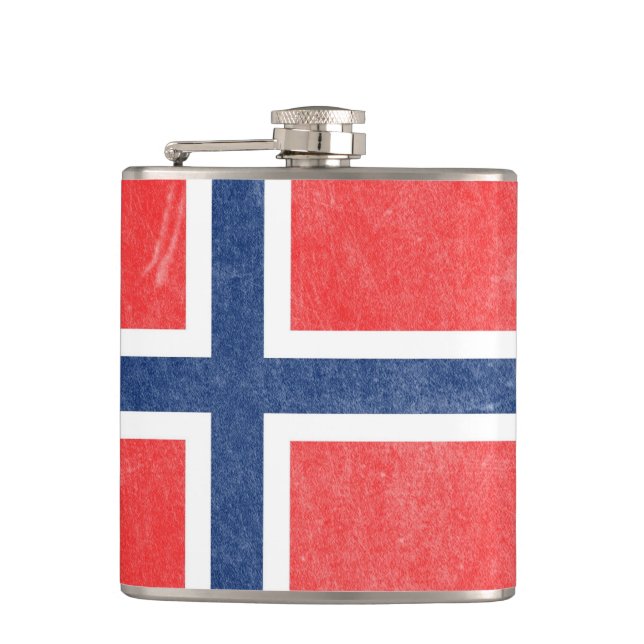 Petaca Bandera de Noruega Grunge (Anverso)
